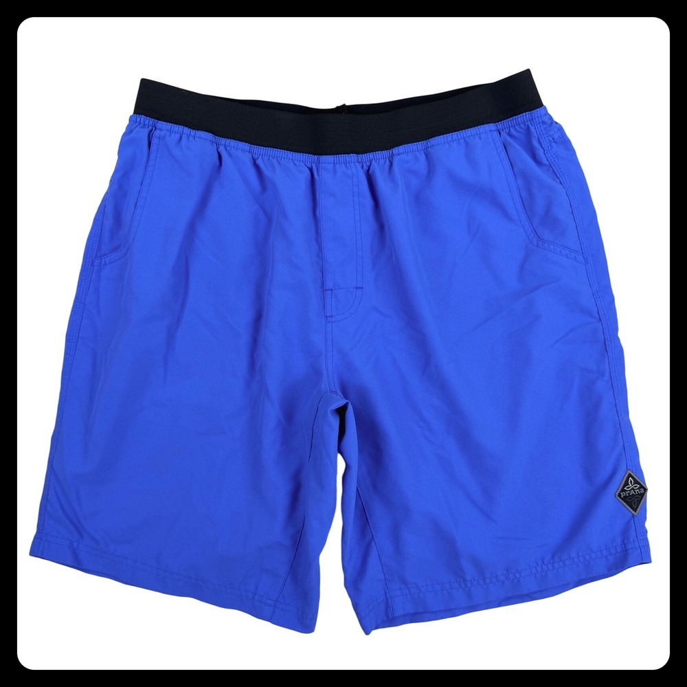 prAna Breathe Athletic Shorts Men XL Blue Performance Stretch Gym Unlined 10"‎